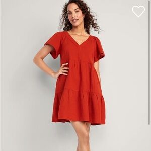 V-Neck Tiered Mini Swing Dress size L